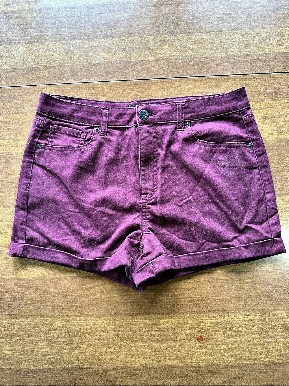 Aeropostale High Waisted Midi Jean Shorts Purple Size 12